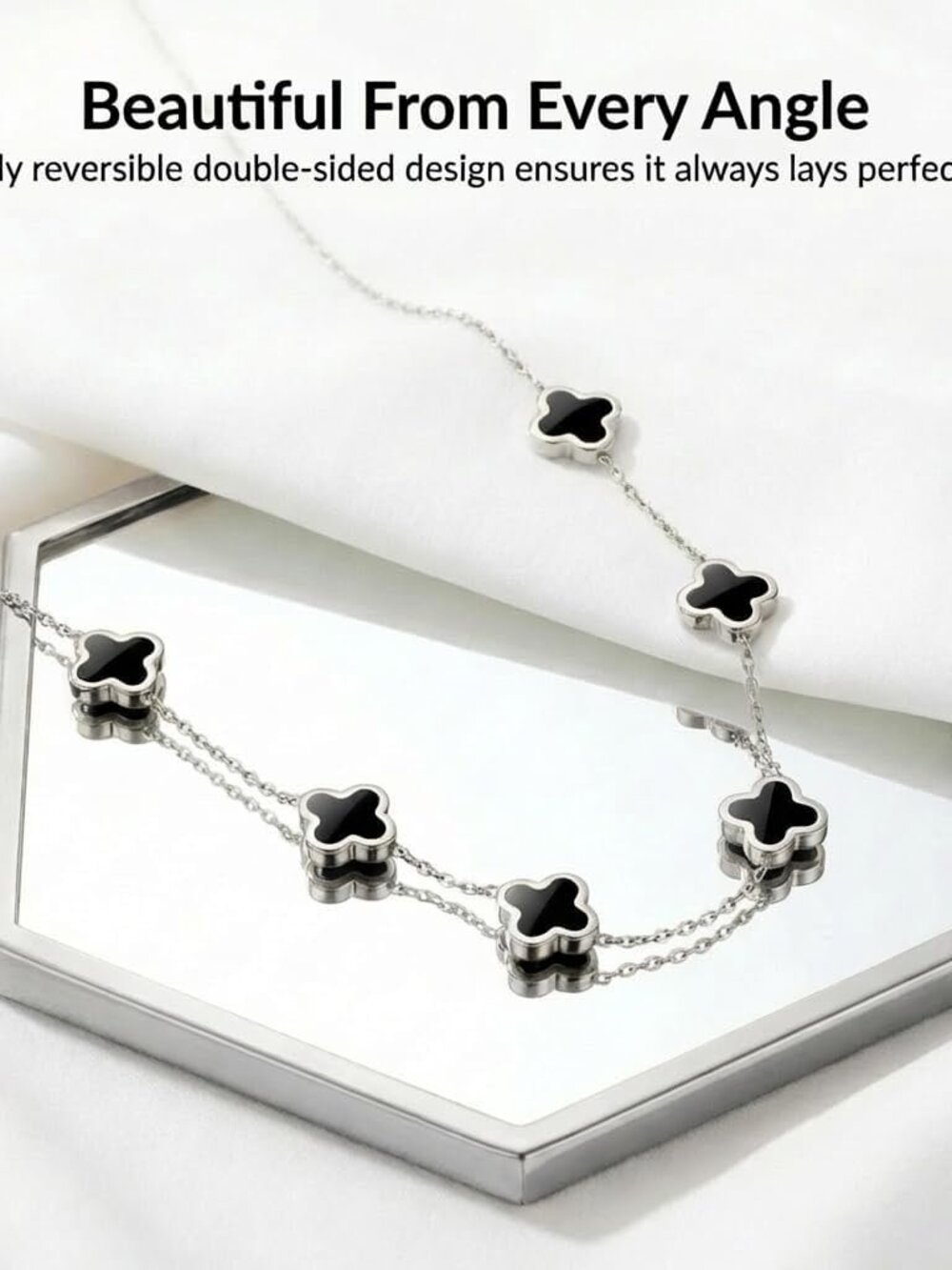 Four Leaf Clover Choker Necklace for Women | 18K Gold Plated Lucky 4 Leaf Jewelr - Picture 3 of 6